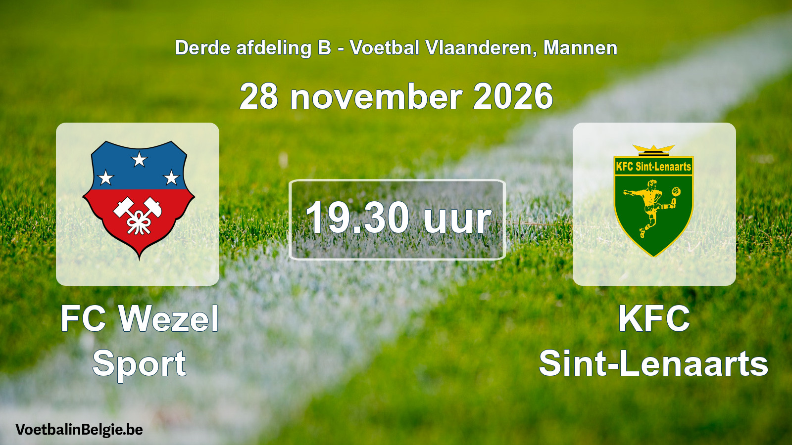 Geplande wedstrijd mannenvoetbal: FC Wezel Sport - KFC Sint-Lenaarts (28 november 2026)