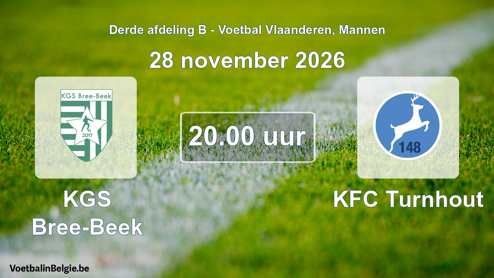 Geplande wedstrijd mannenvoetbal: KGS Bree-Beek - KFC Turnhout (28 november 2026)