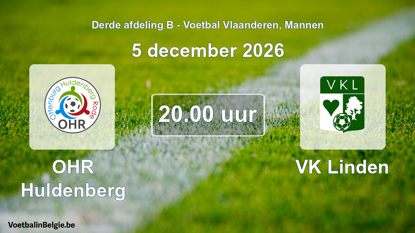 Geplande wedstrijd mannenvoetbal: OHR Huldenberg - VK Linden (5 december 2026)