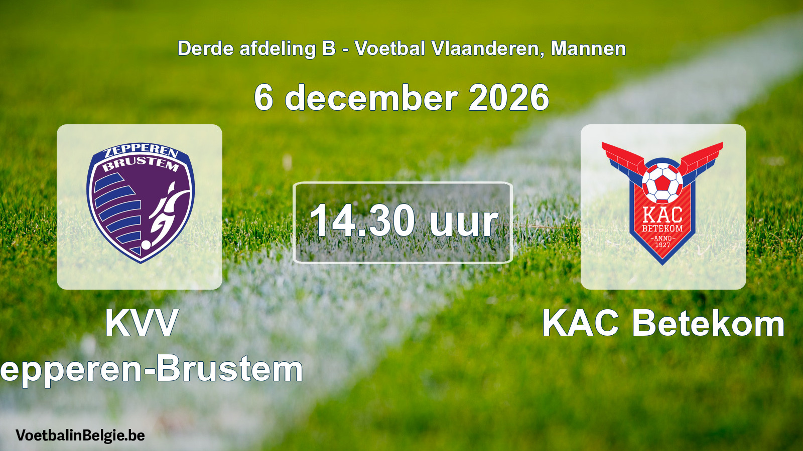 Geplande wedstrijd mannenvoetbal: KVV Zepperen-Brustem - KAC Betekom (6 december 2026)