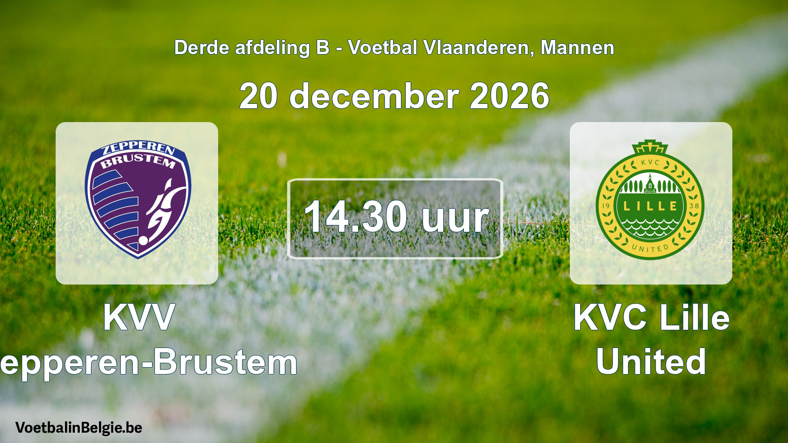 Geplande wedstrijd mannenvoetbal: KVV Zepperen-Brustem - KVC Lille United (20 december 2026)
