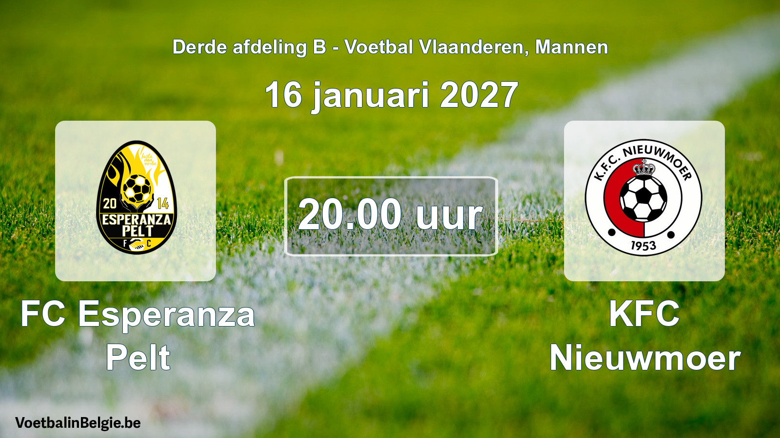 Geplande wedstrijd mannenvoetbal: FC Esperanza Pelt - KFC Nieuwmoer (16 januari 2027)