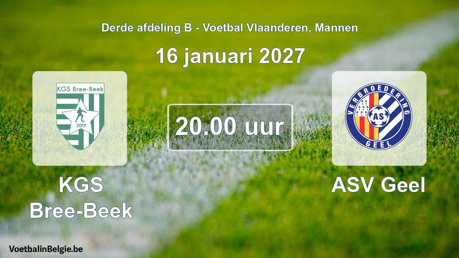 Geplande wedstrijd mannenvoetbal: KGS Bree-Beek - ASV Geel (16 januari 2027)