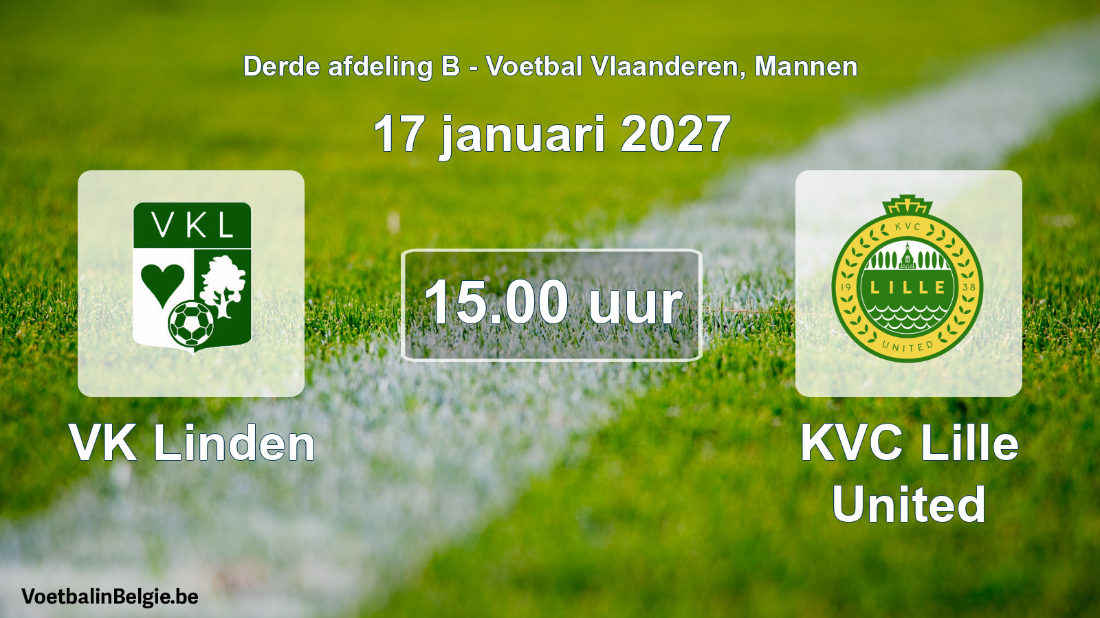 Geplande wedstrijd mannenvoetbal: VK Linden - KVC Lille United (17 januari 2027)