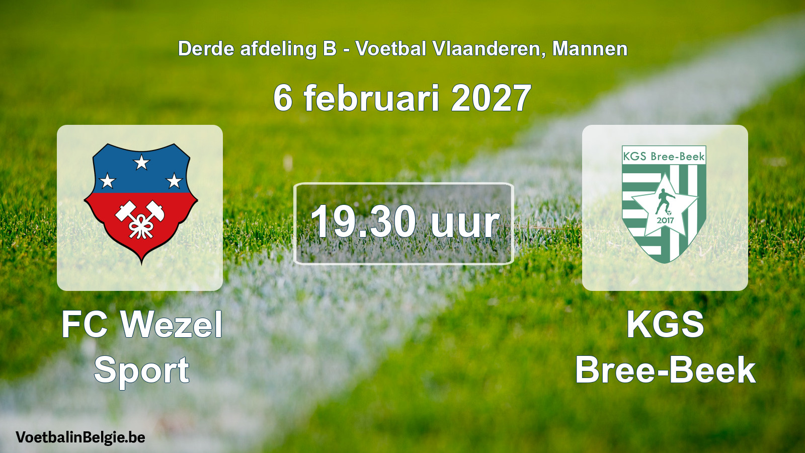 Geplande wedstrijd mannenvoetbal: FC Wezel Sport - KGS Bree-Beek (6 februari 2027)