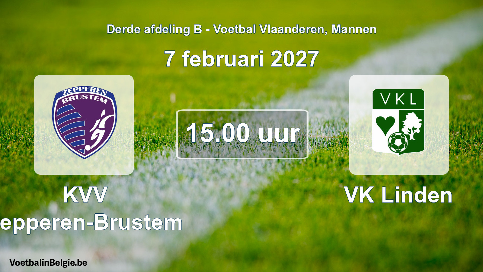 Geplande wedstrijd mannenvoetbal: KVV Zepperen-Brustem - VK Linden (7 februari 2027)