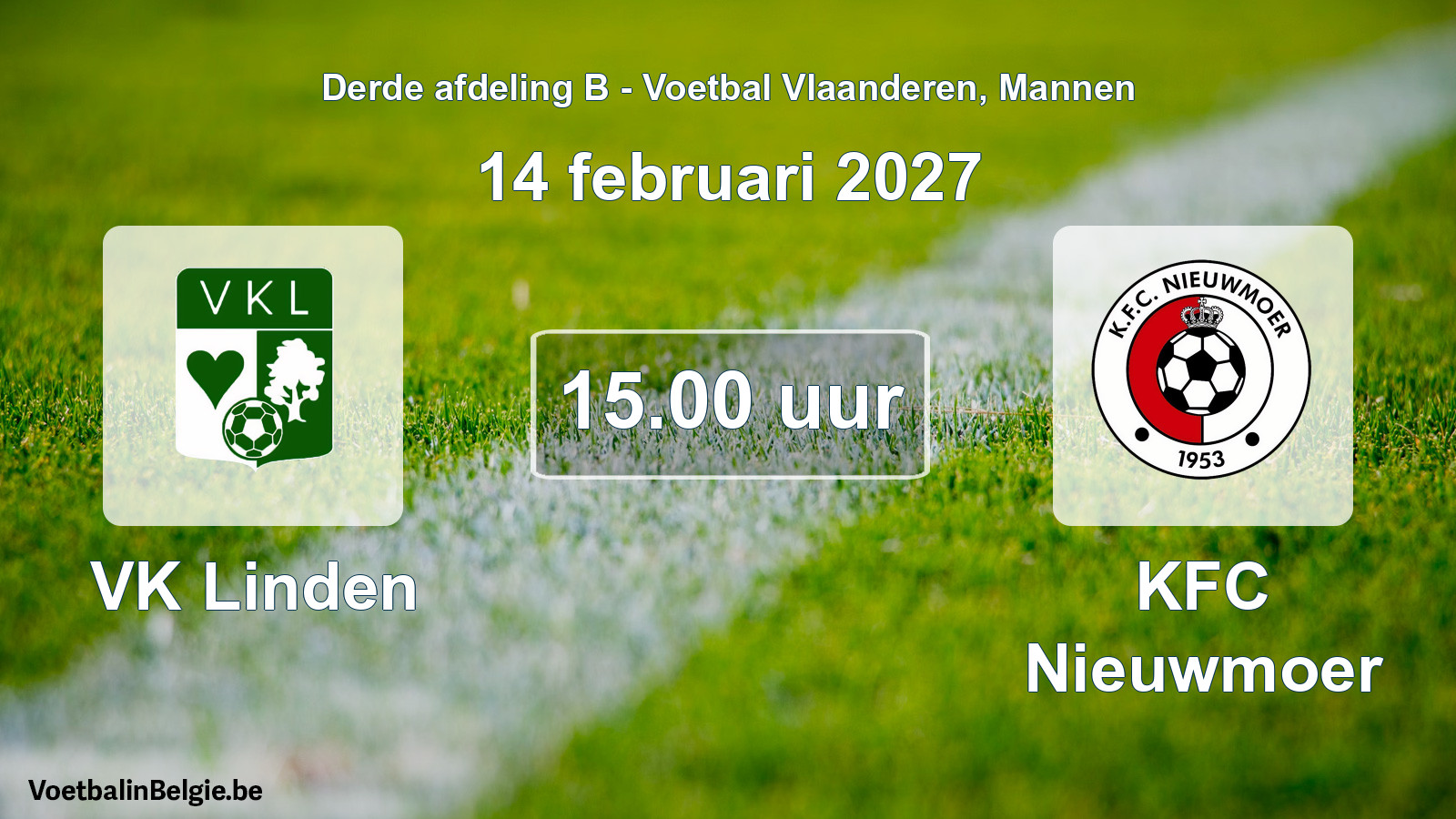 Geplande wedstrijd mannenvoetbal: VK Linden - KFC Nieuwmoer (14 februari 2027)