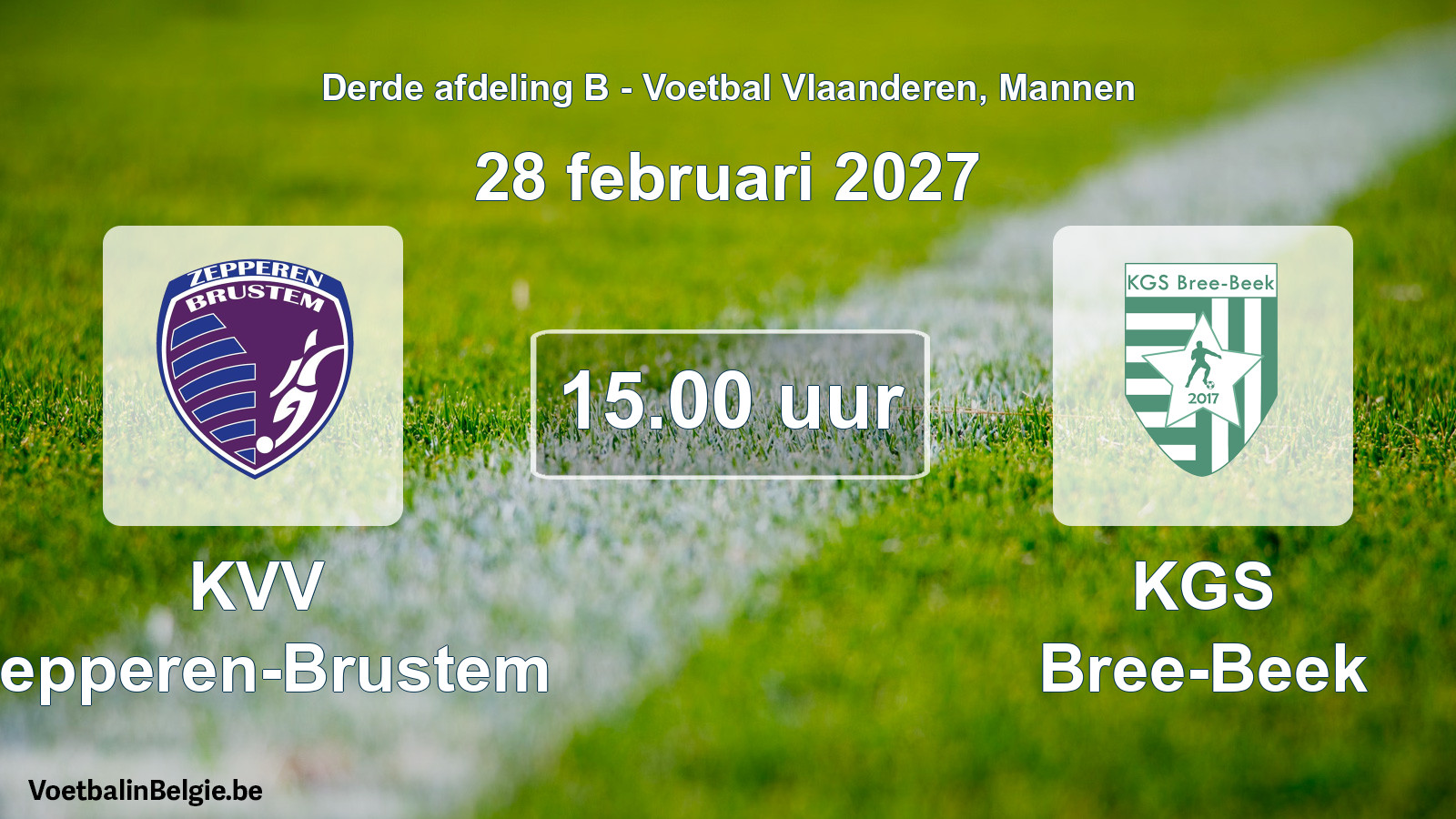 Geplande wedstrijd mannenvoetbal: KVV Zepperen-Brustem - KGS Bree-Beek (28 februari 2027)