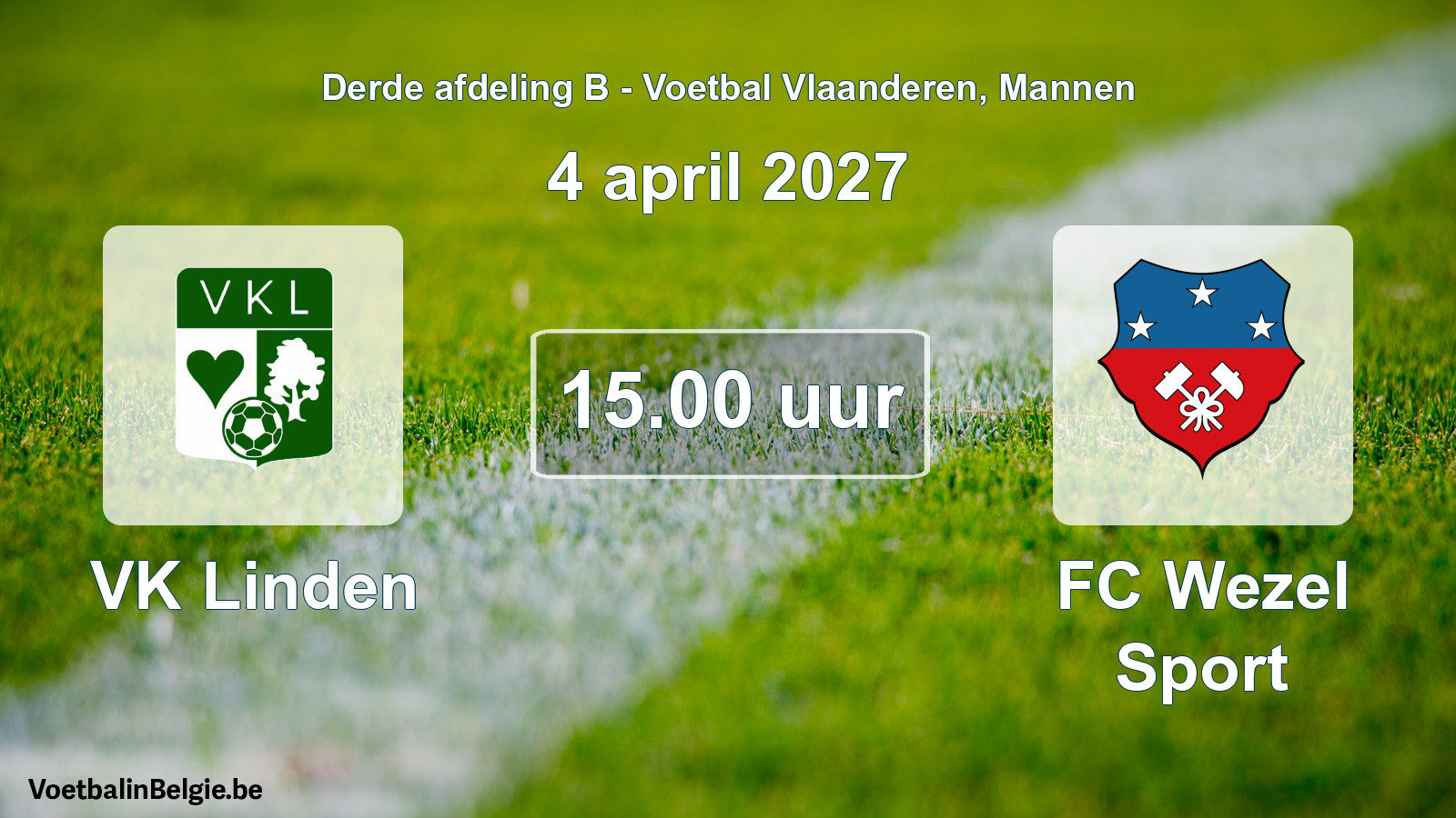 Geplande wedstrijd mannenvoetbal: VK Linden - FC Wezel Sport (4 april 2027)