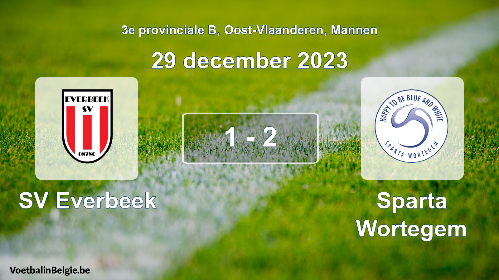 Gespeelde wedstrijd mannenvoetbal: SV Everbeek - Sparta Wortegem 1 - 2 (29 december 2023)