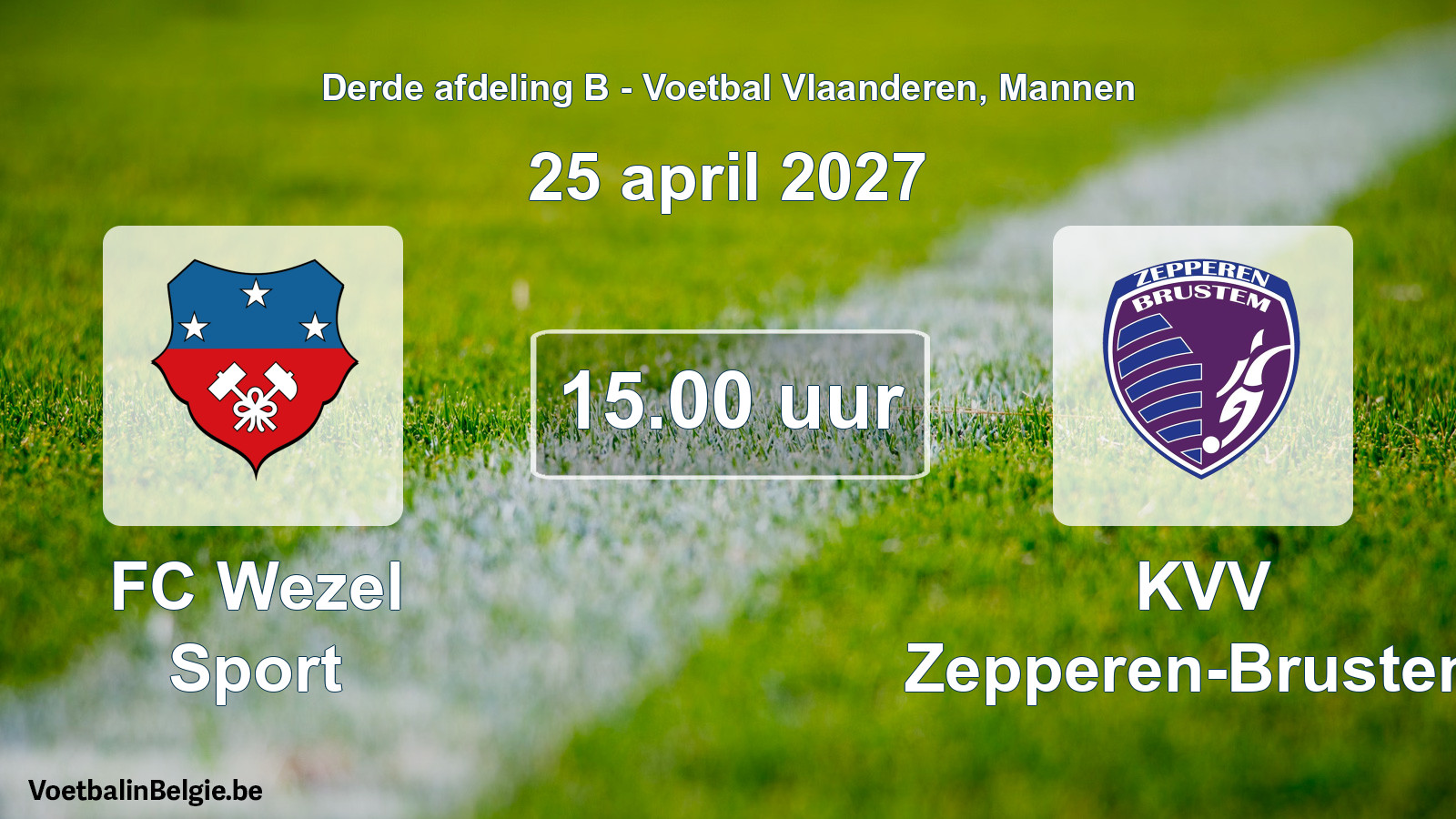 Geplande wedstrijd mannenvoetbal: FC Wezel Sport - KVV Zepperen-Brustem (25 april 2027)