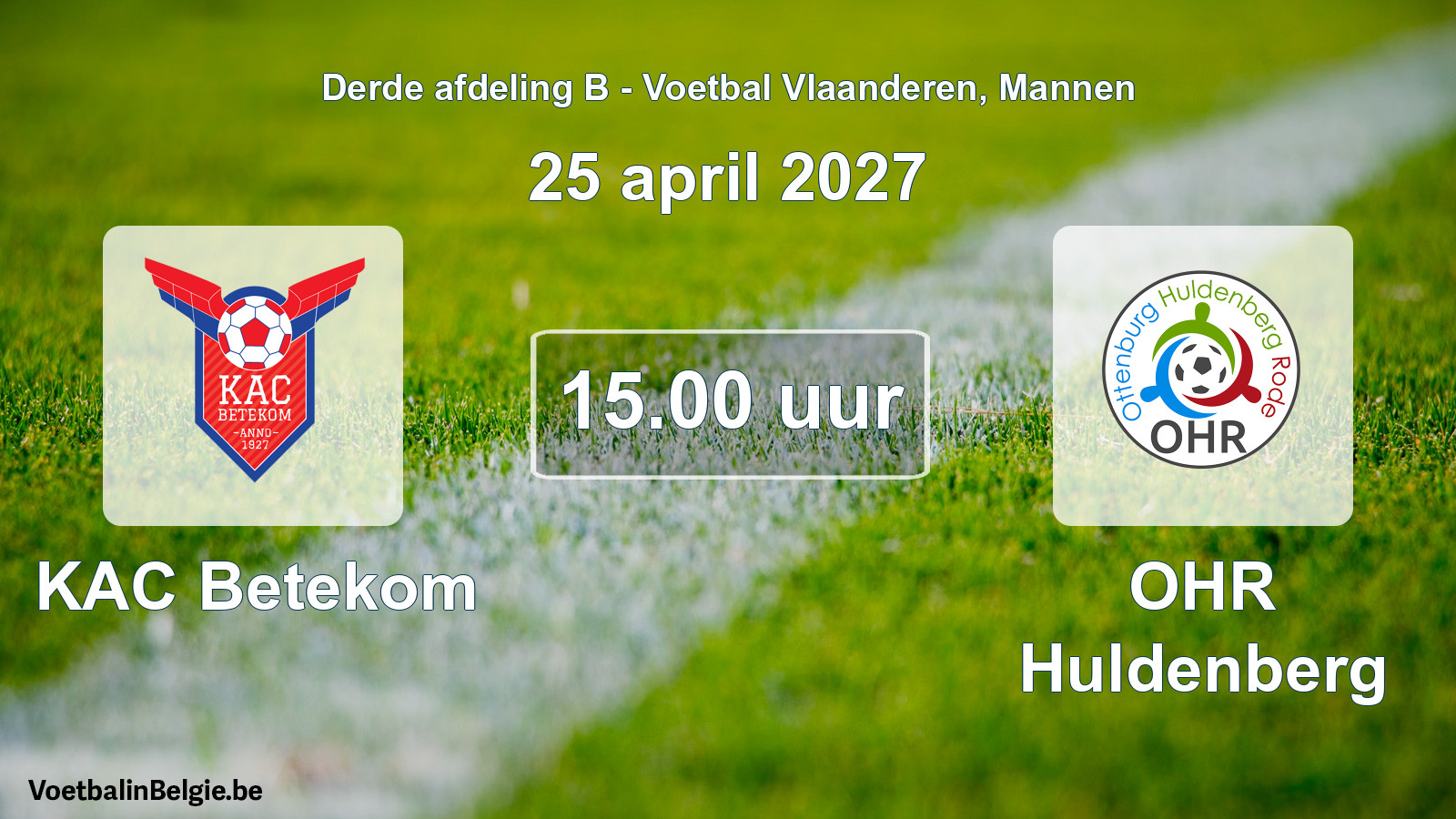 Geplande wedstrijd mannenvoetbal: KAC Betekom - OHR Huldenberg (25 april 2027)