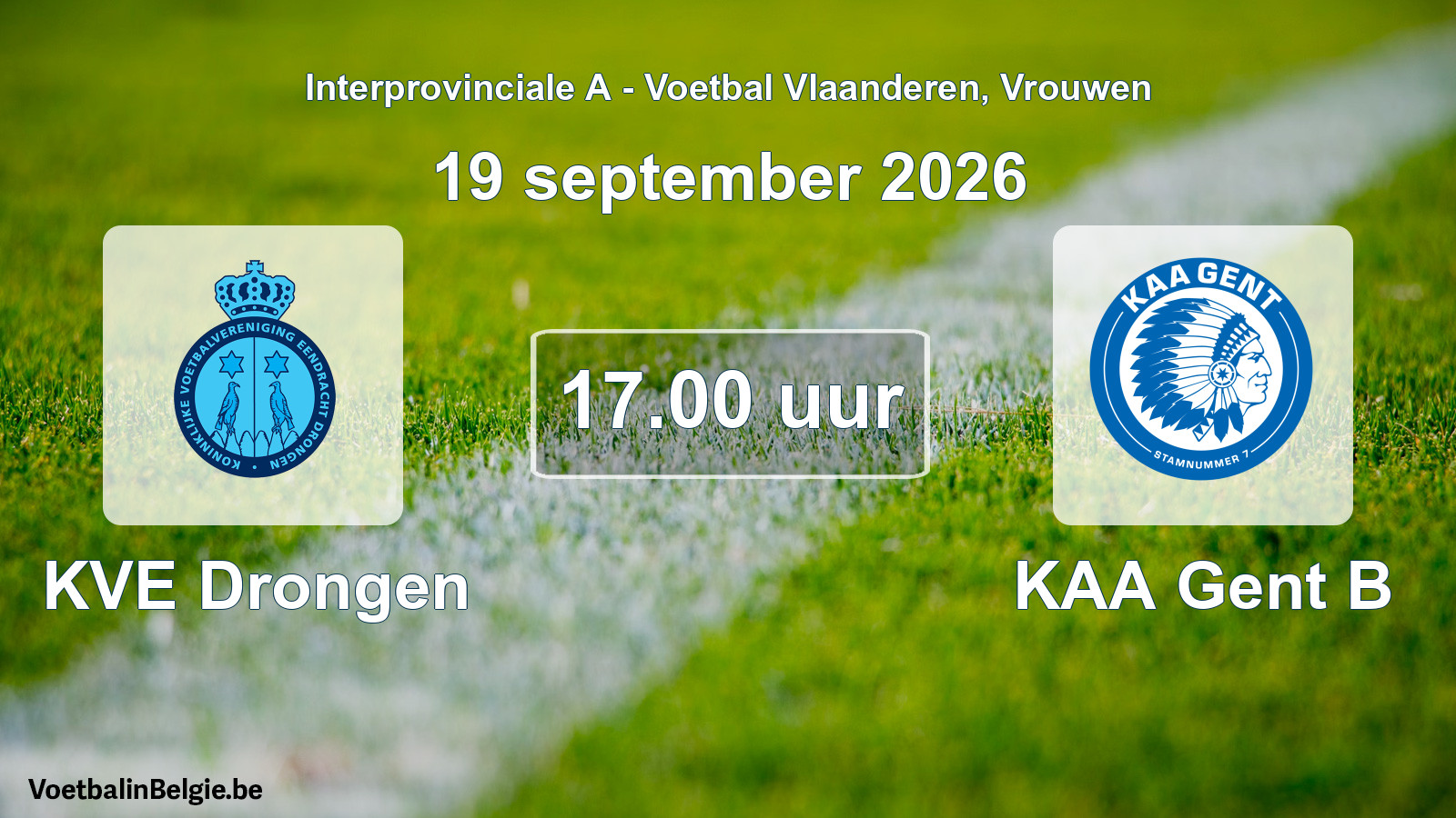 Geplande wedstrijd vrouwenvoetbal: KVE Drongen - KAA Gent B (19 september 2026)