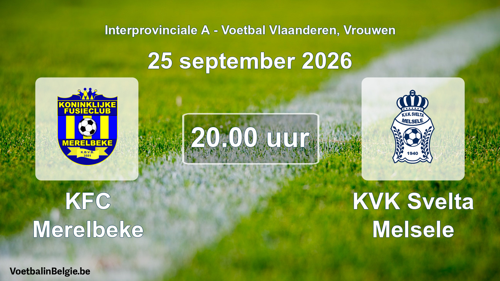 Geplande wedstrijd vrouwenvoetbal: KFC Merelbeke - KVK Svelta Melsele (25 september 2026)