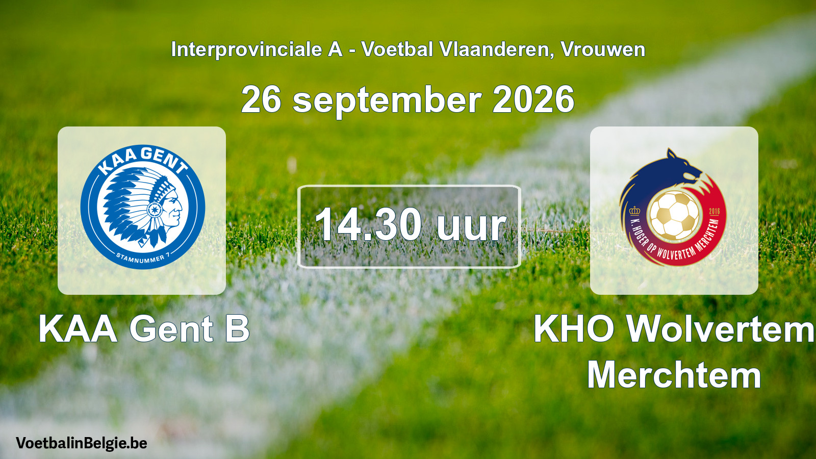 Geplande wedstrijd vrouwenvoetbal: KAA Gent B - KHO Wolvertem Merchtem (26 september 2026)