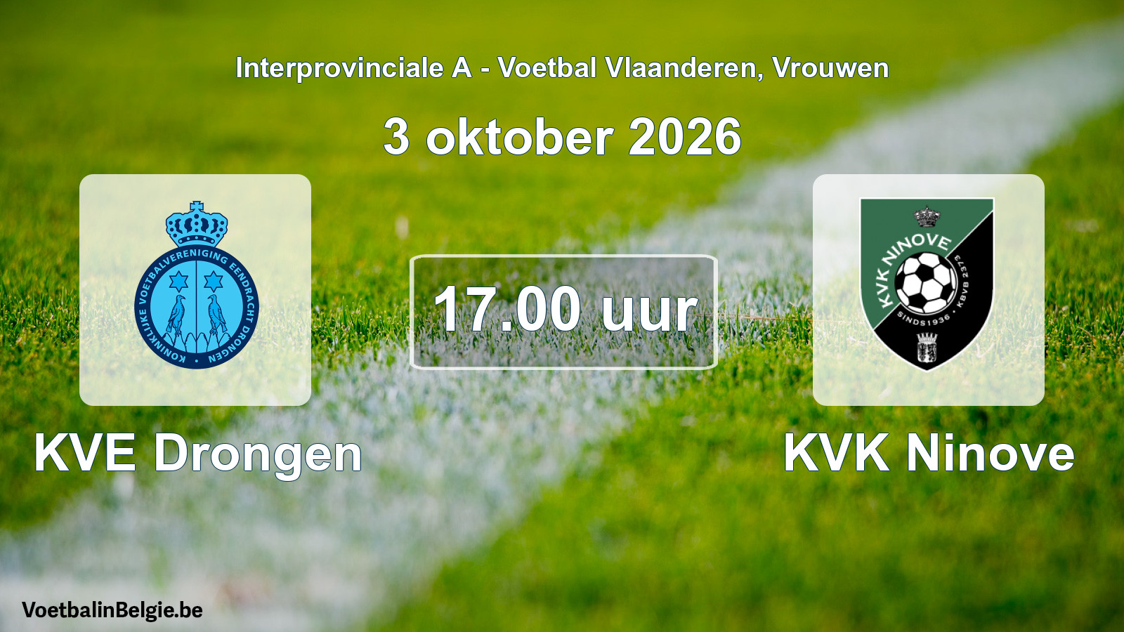 Geplande wedstrijd vrouwenvoetbal: KVE Drongen - KVK Ninove (3 oktober 2026)