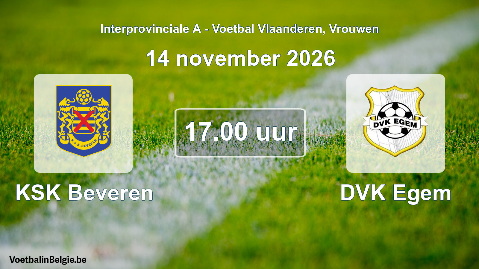 Geplande wedstrijd vrouwenvoetbal: KSK Beveren - DVK Egem (14 november 2026)