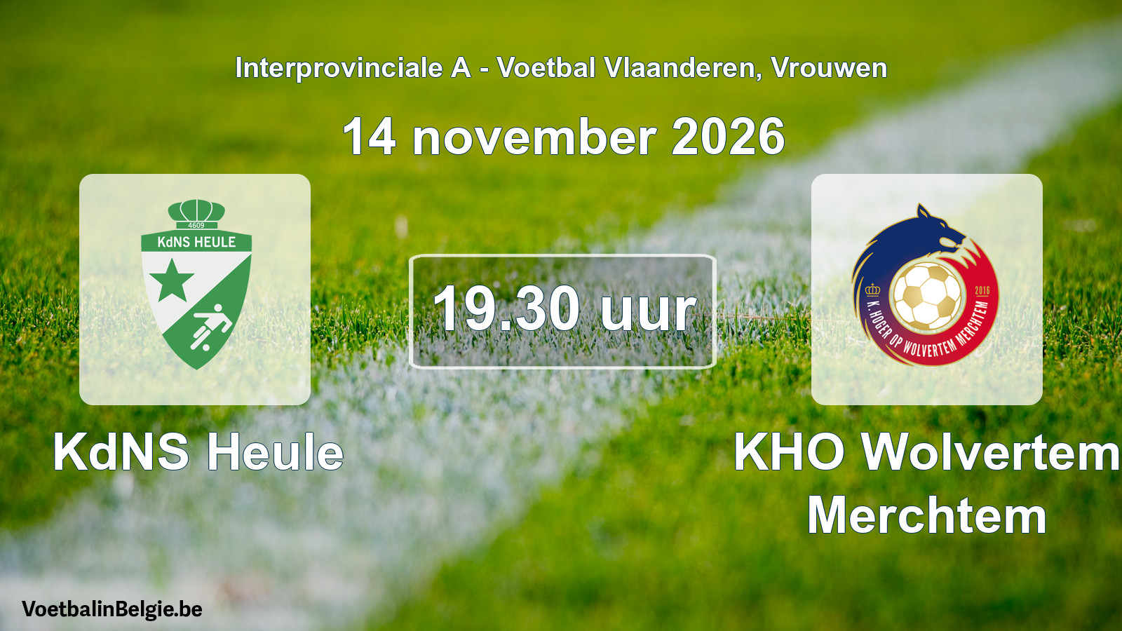 Geplande wedstrijd vrouwenvoetbal: KdNS Heule - KHO Wolvertem Merchtem (14 november 2026)