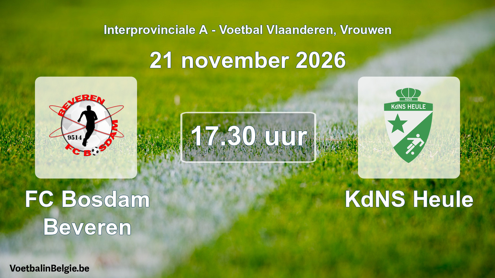 Geplande wedstrijd vrouwenvoetbal: FC Bosdam Beveren - KdNS Heule (21 november 2026)