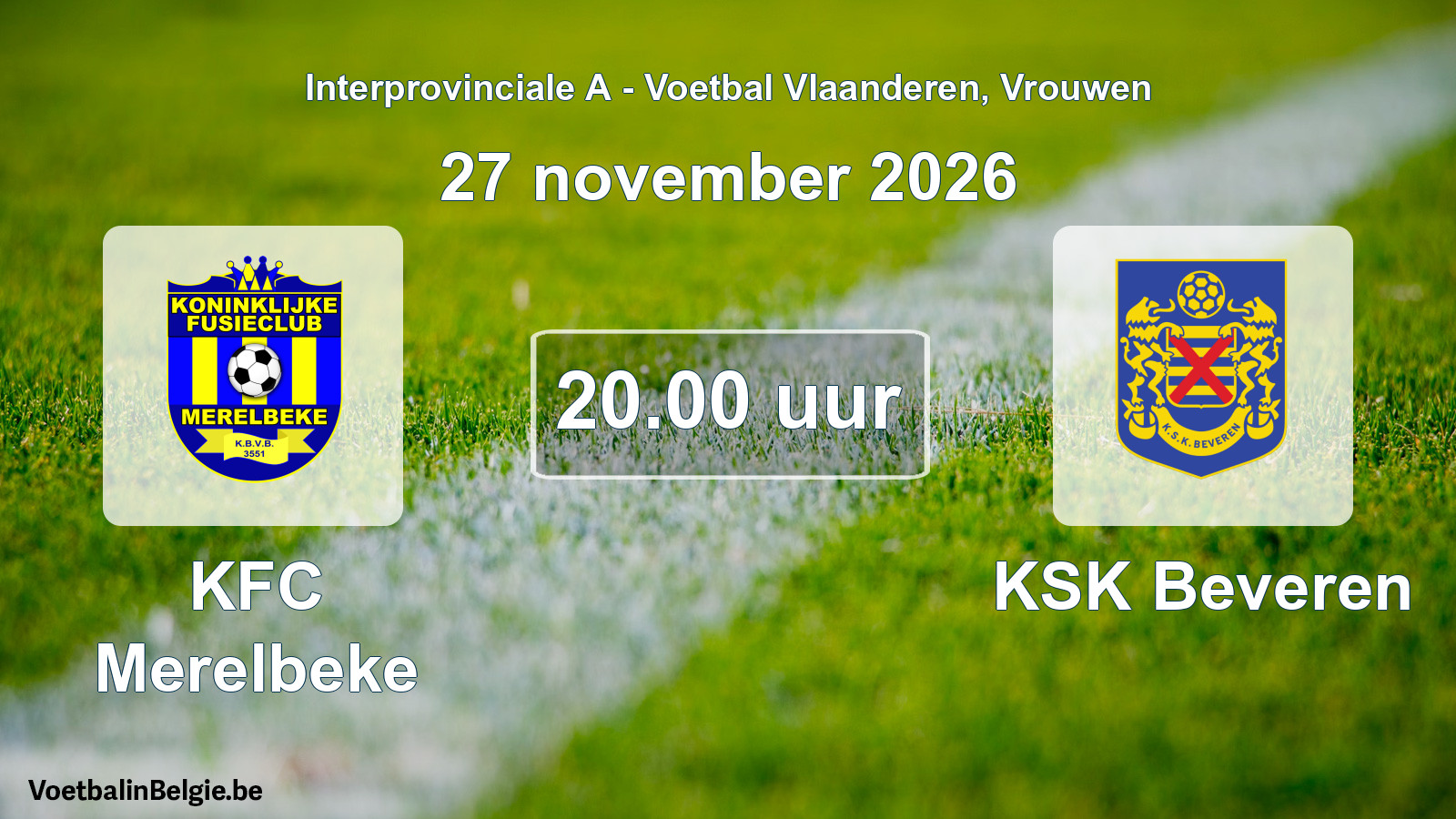 Geplande wedstrijd vrouwenvoetbal: KFC Merelbeke - KSK Beveren (27 november 2026)