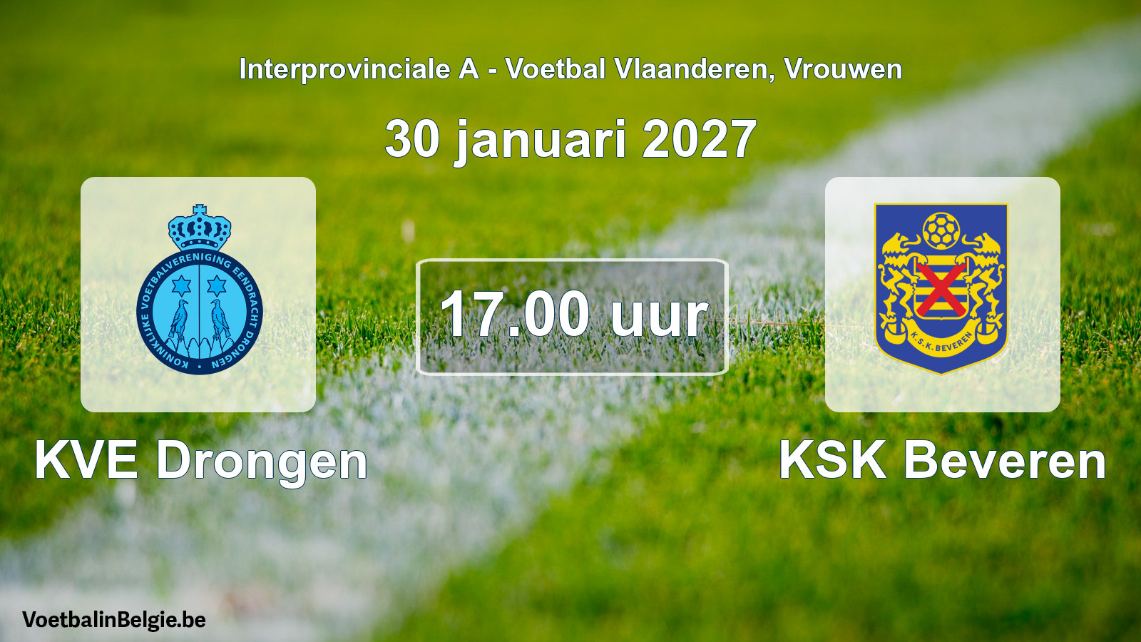Geplande wedstrijd vrouwenvoetbal: KVE Drongen - KSK Beveren (30 januari 2027)