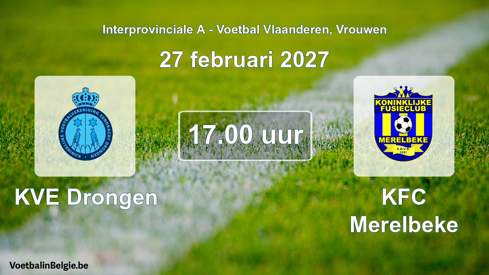 Geplande wedstrijd vrouwenvoetbal: KVE Drongen - KFC Merelbeke (27 februari 2027)