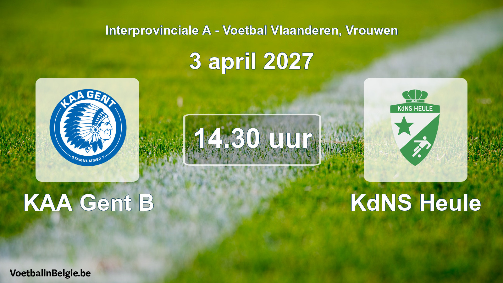 Geplande wedstrijd vrouwenvoetbal: KAA Gent B - KdNS Heule (3 april 2027)