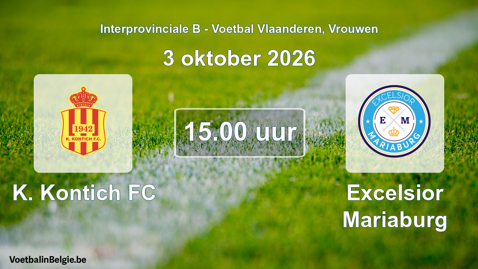 Geplande wedstrijd vrouwenvoetbal: K. Kontich FC - Excelsior Mariaburg (3 oktober 2026)