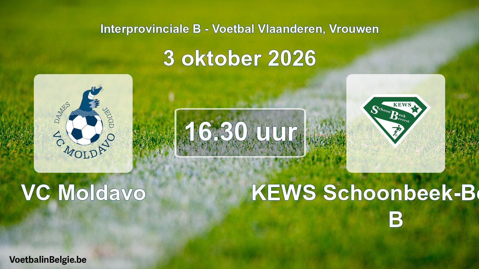Geplande wedstrijd vrouwenvoetbal: VC Moldavo - KEWS Schoonbeek-Beverst B (3 oktober 2026)