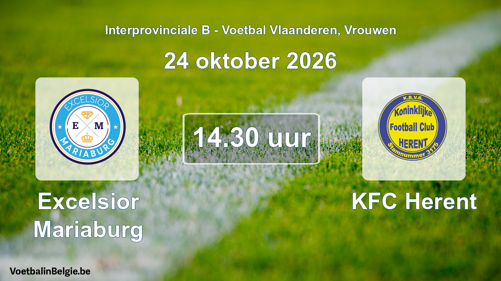 Geplande wedstrijd vrouwenvoetbal: Excelsior Mariaburg - KFC Herent (24 oktober 2026)