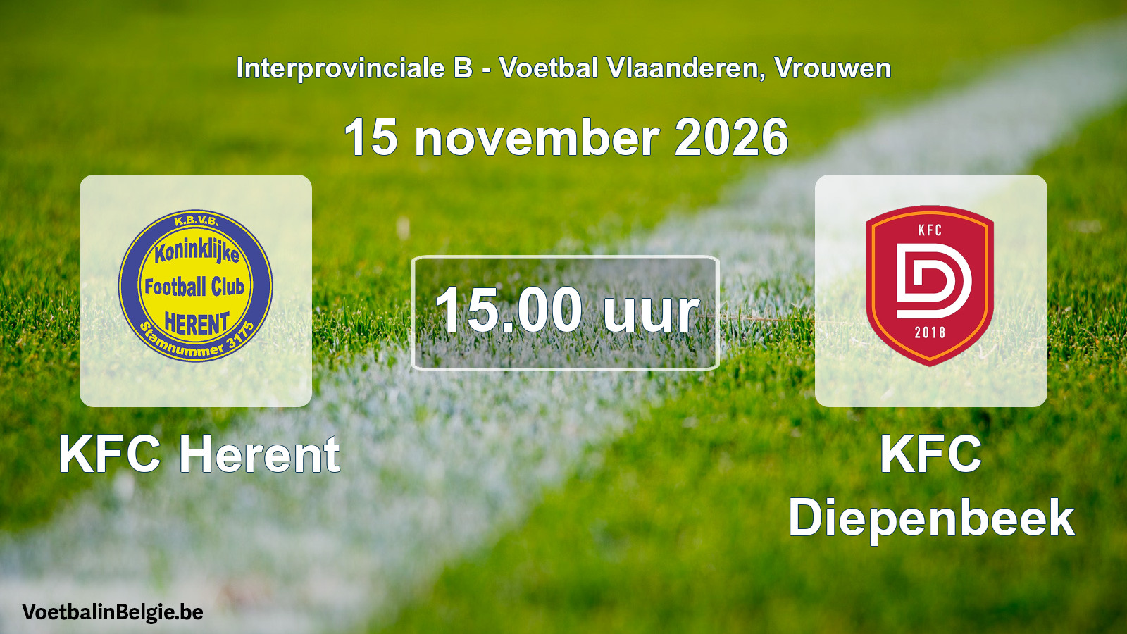 Geplande wedstrijd vrouwenvoetbal: KFC Herent - KFC Diepenbeek (15 november 2026)
