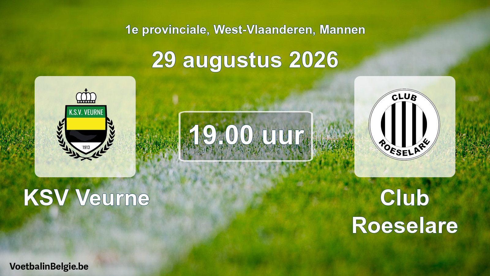 Geplande wedstrijd mannenvoetbal: KSV Veurne - Club Roeselare (29 augustus 2026)