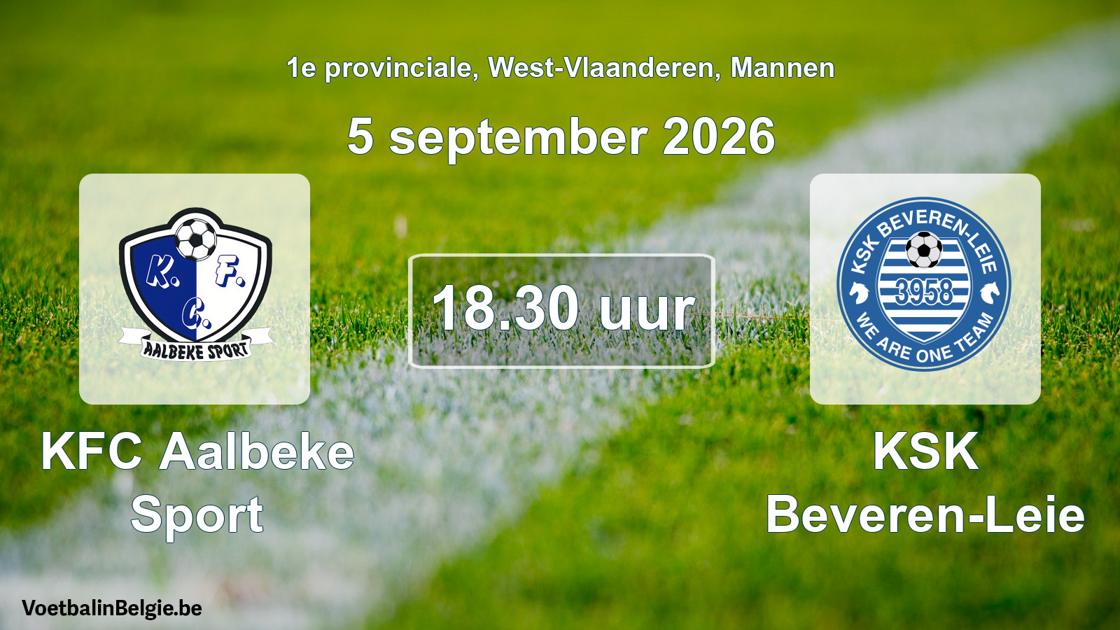 Geplande wedstrijd mannenvoetbal: KFC Aalbeke Sport - KSK Beveren-Leie (5 september 2026)