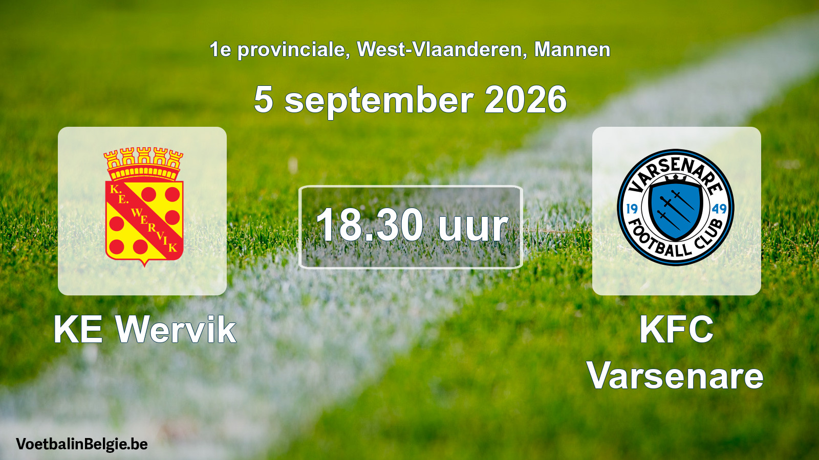 Geplande wedstrijd mannenvoetbal: KE Wervik - KFC Varsenare (5 september 2026)