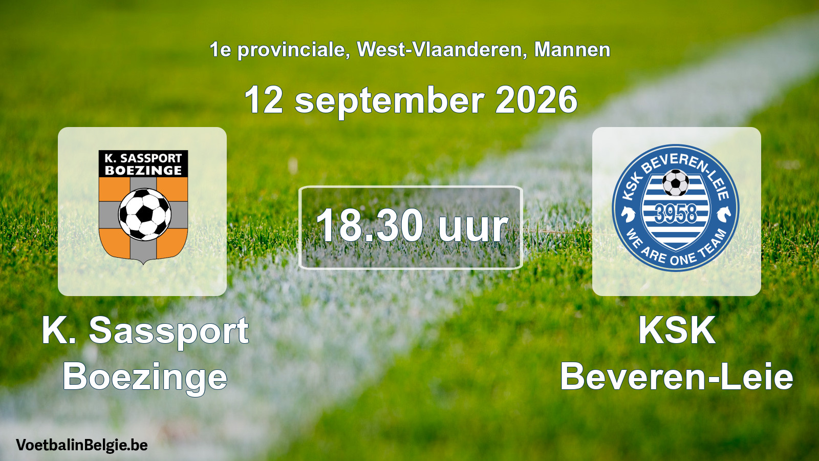 Geplande wedstrijd mannenvoetbal: K. Sassport Boezinge - KSK Beveren-Leie (12 september 2026)