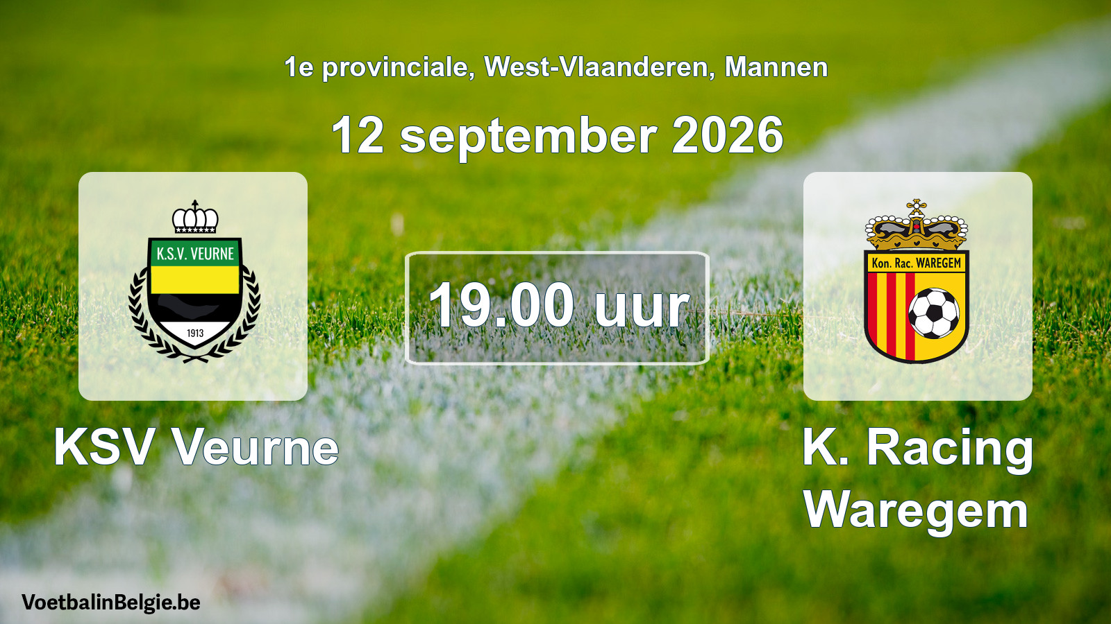 Geplande wedstrijd mannenvoetbal: KSV Veurne - K. Racing Waregem (12 september 2026)