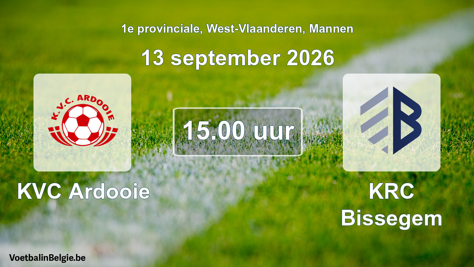 Geplande wedstrijd mannenvoetbal: KVC Ardooie - KRC Bissegem (13 september 2026)