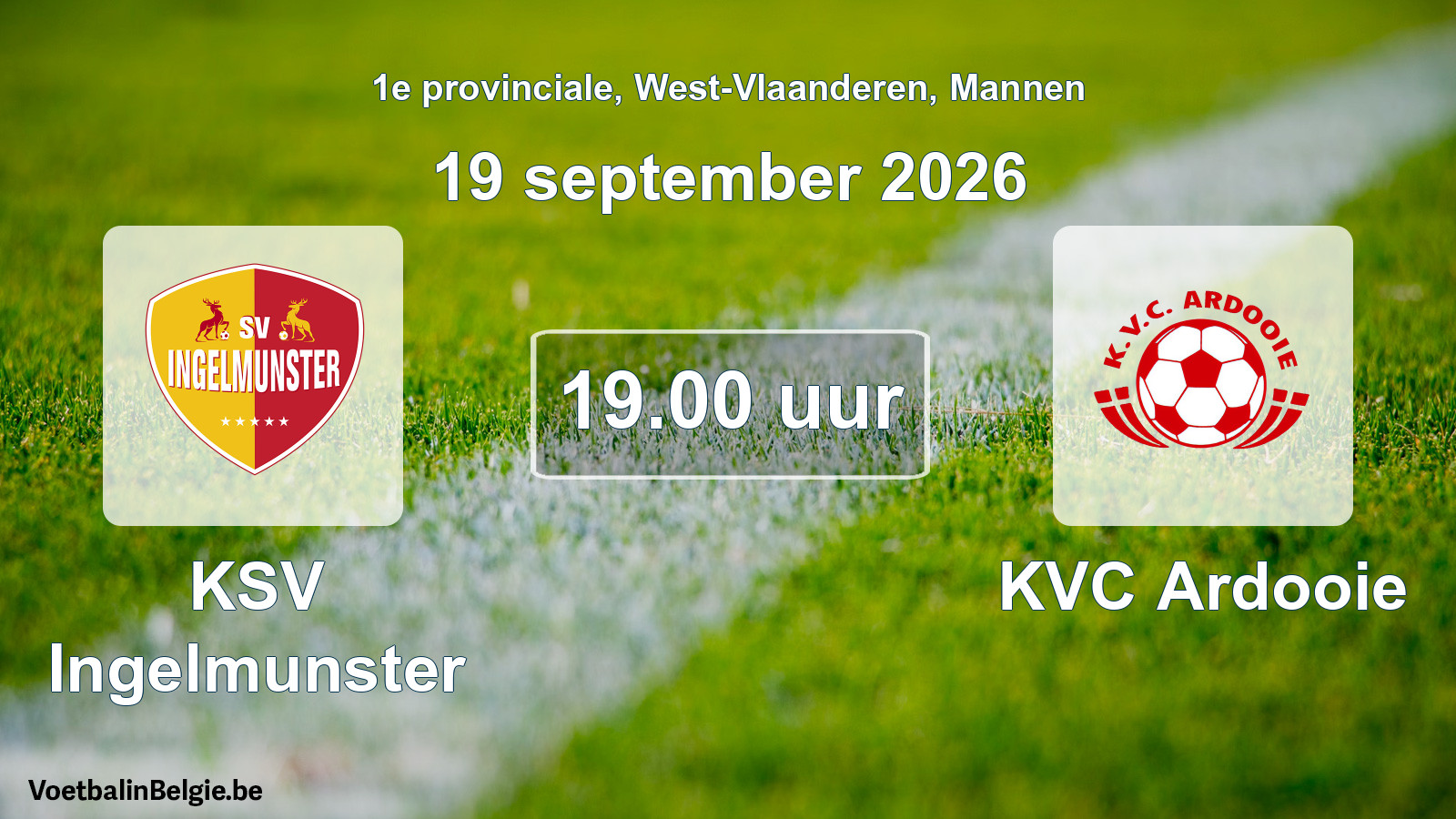 Geplande wedstrijd mannenvoetbal: KSV Ingelmunster - KVC Ardooie (19 september 2026)