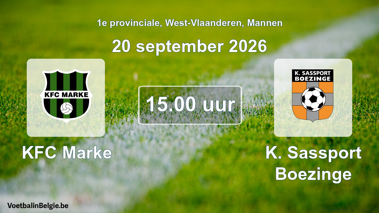 Geplande wedstrijd mannenvoetbal: KFC Marke - K. Sassport Boezinge (20 september 2026)