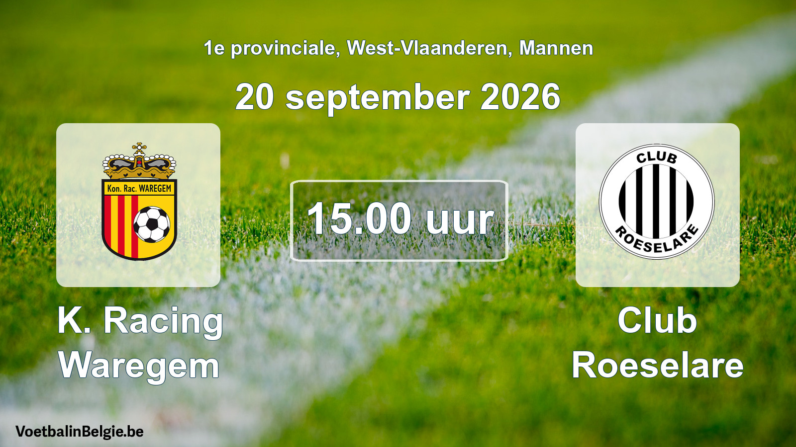 Geplande wedstrijd mannenvoetbal: K. Racing Waregem - Club Roeselare (20 september 2026)