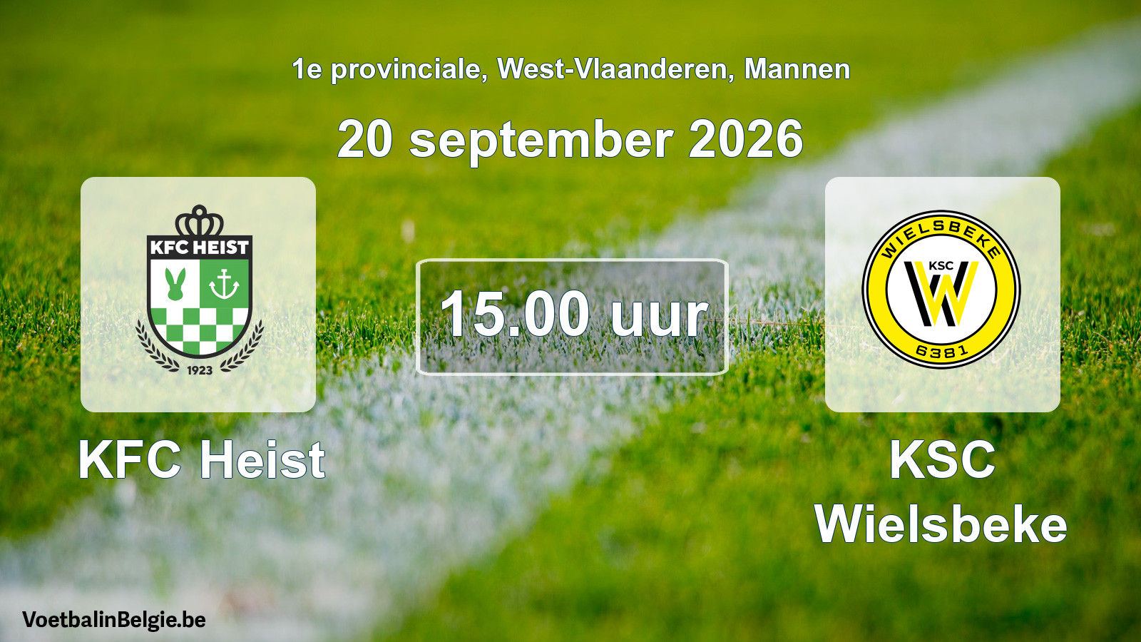 Geplande wedstrijd mannenvoetbal: KFC Heist - KSC Wielsbeke (20 september 2026)
