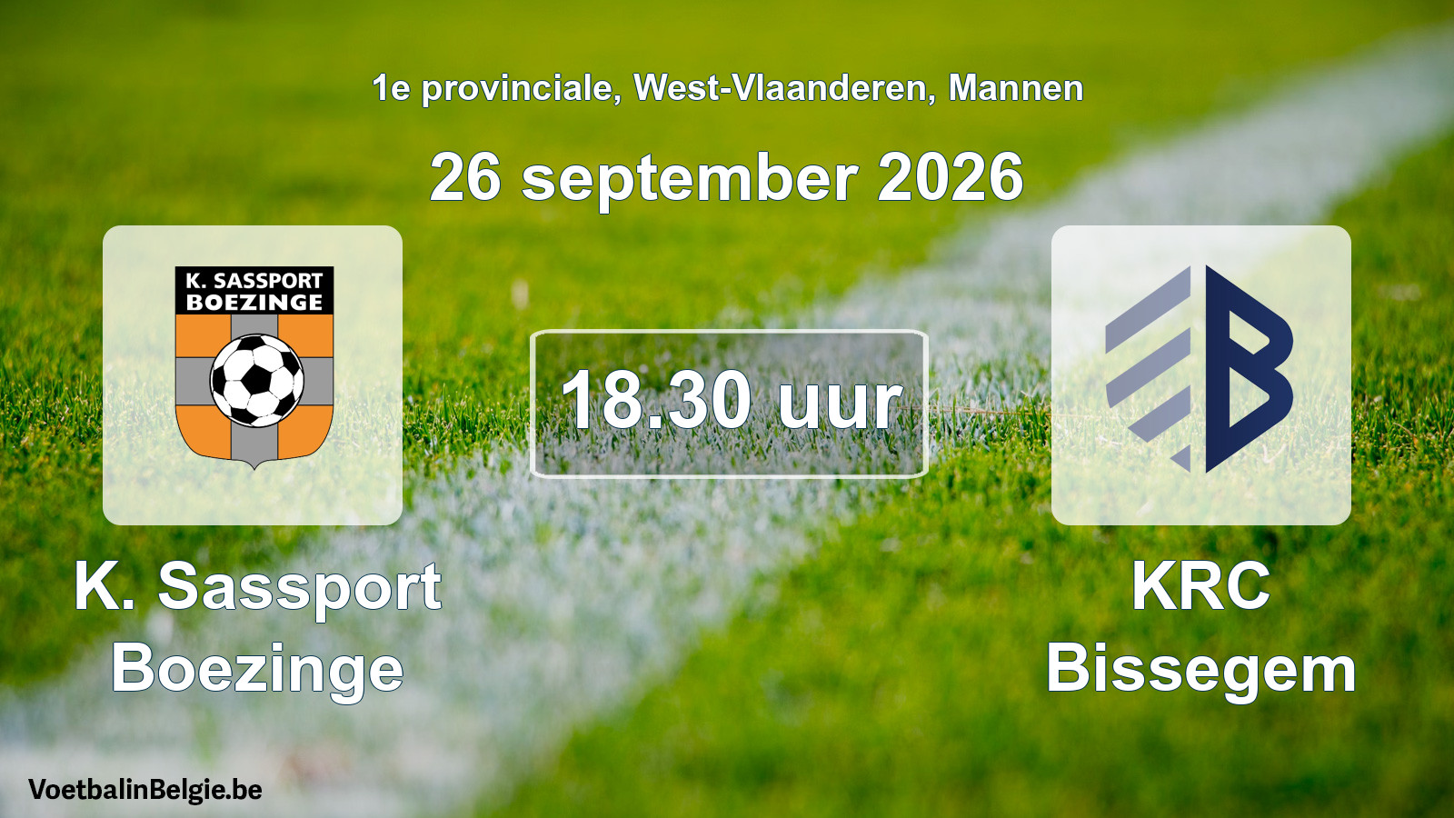 Geplande wedstrijd mannenvoetbal: K. Sassport Boezinge - KRC Bissegem (26 september 2026)