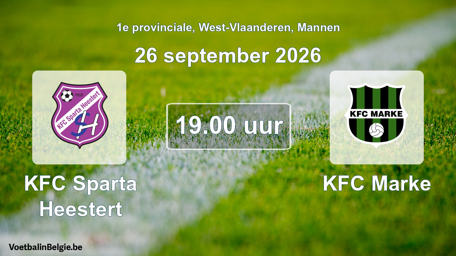 Geplande wedstrijd mannenvoetbal: KFC Sparta Heestert - KFC Marke (26 september 2026)