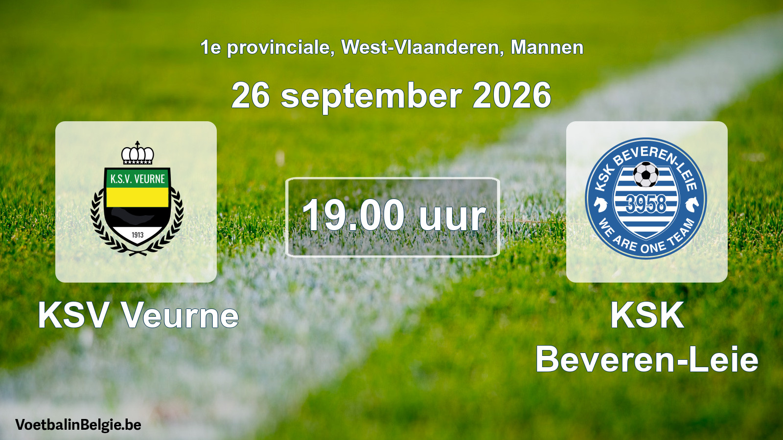 Geplande wedstrijd mannenvoetbal: KSV Veurne - KSK Beveren-Leie (26 september 2026)