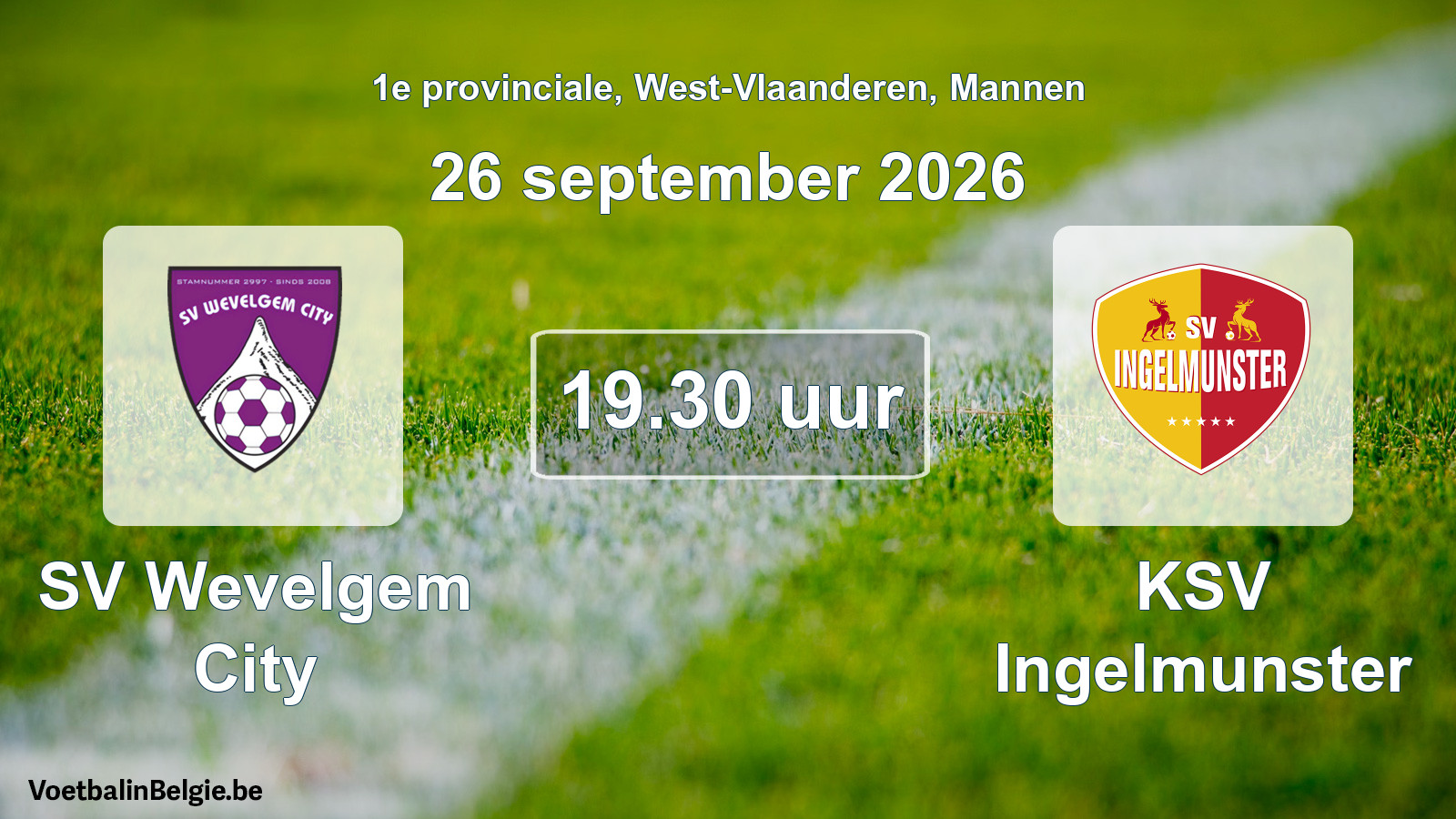 Geplande wedstrijd mannenvoetbal: SV Wevelgem City - KSV Ingelmunster (26 september 2026)