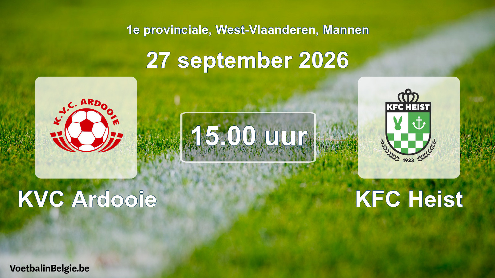 Geplande wedstrijd mannenvoetbal: KVC Ardooie - KFC Heist (27 september 2026)