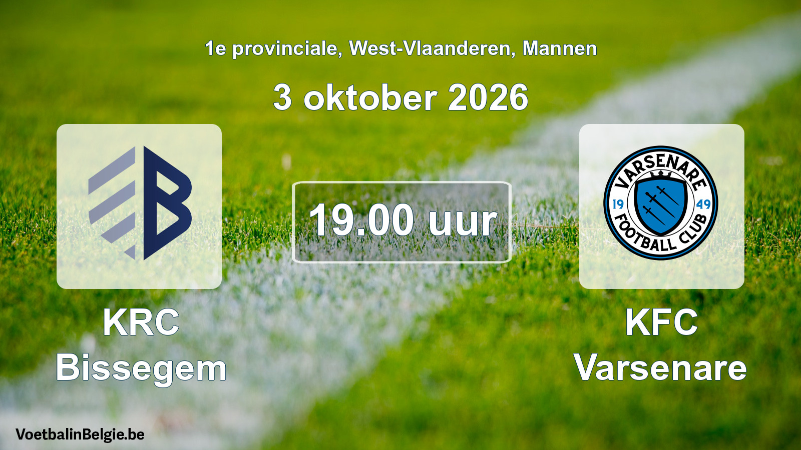 Geplande wedstrijd mannenvoetbal: KRC Bissegem - KFC Varsenare (3 oktober 2026)