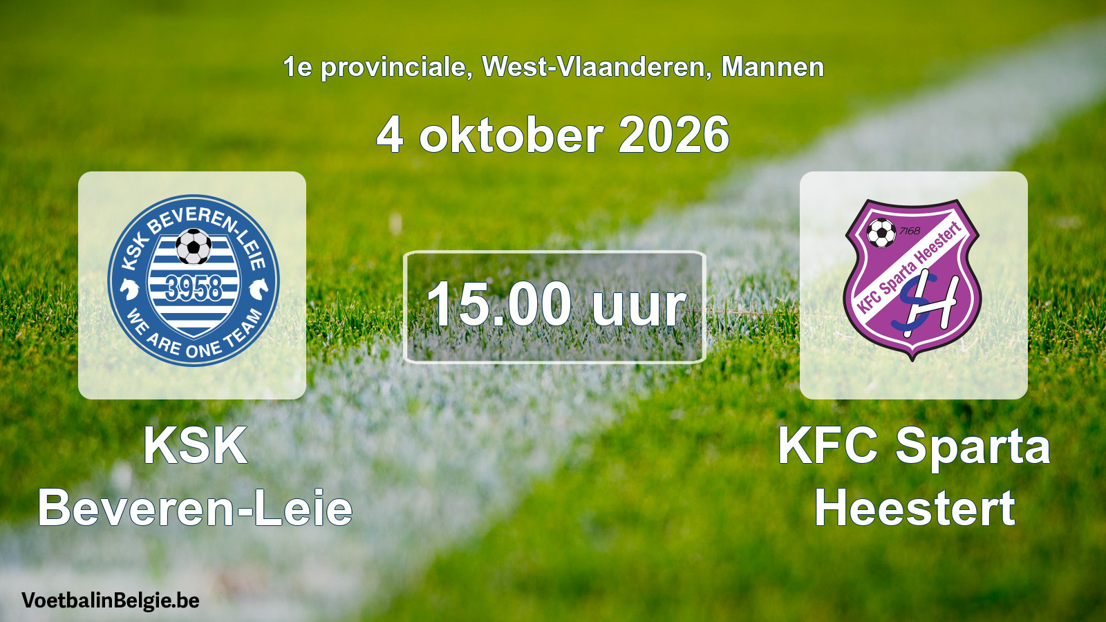 Geplande wedstrijd mannenvoetbal: KSK Beveren-Leie - KFC Sparta Heestert (4 oktober 2026)