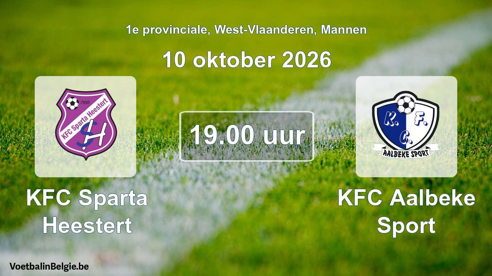 Geplande wedstrijd mannenvoetbal: KFC Sparta Heestert - KFC Aalbeke Sport (10 oktober 2026)