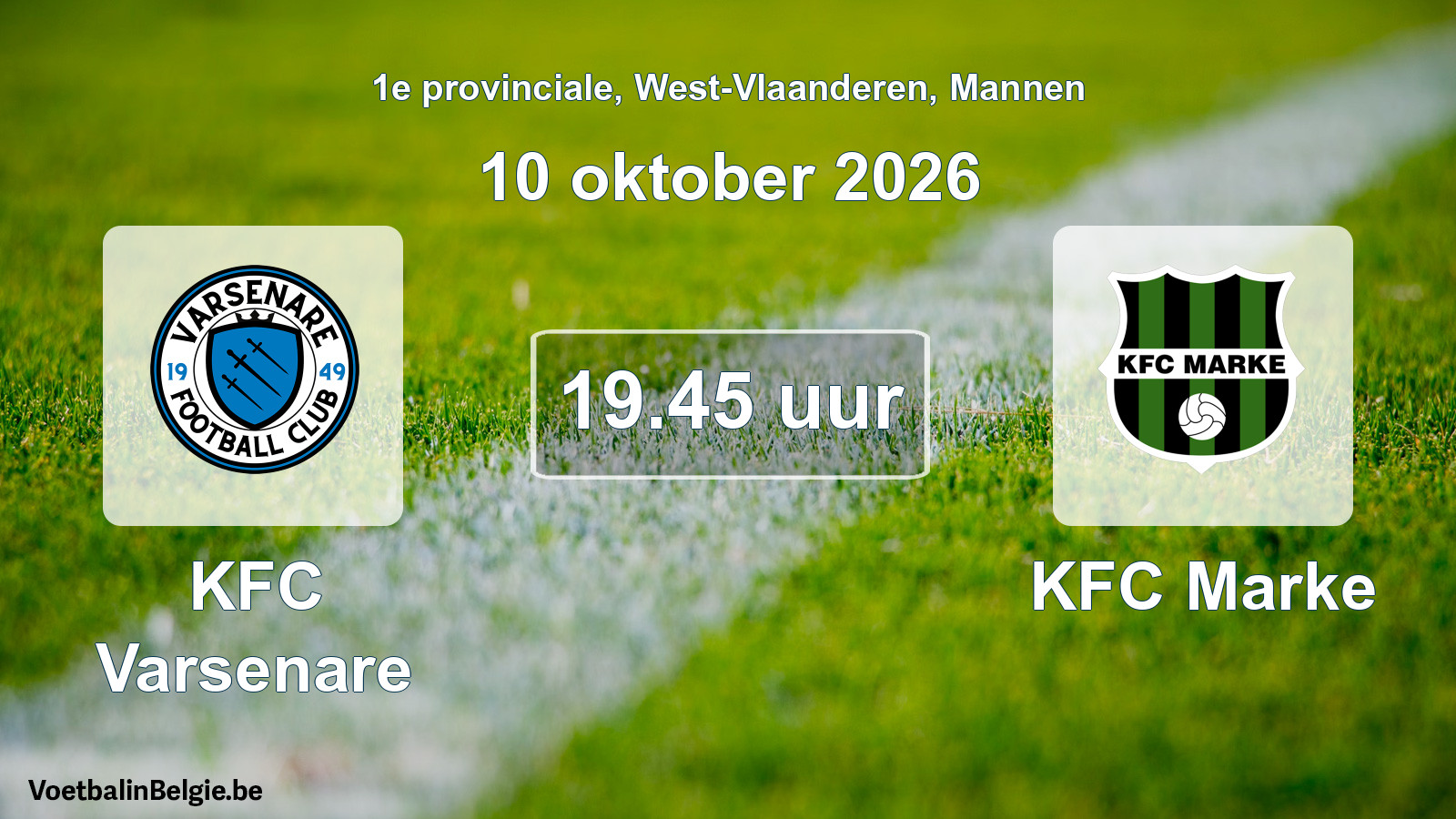 Geplande wedstrijd mannenvoetbal: KFC Varsenare - KFC Marke (10 oktober 2026)
